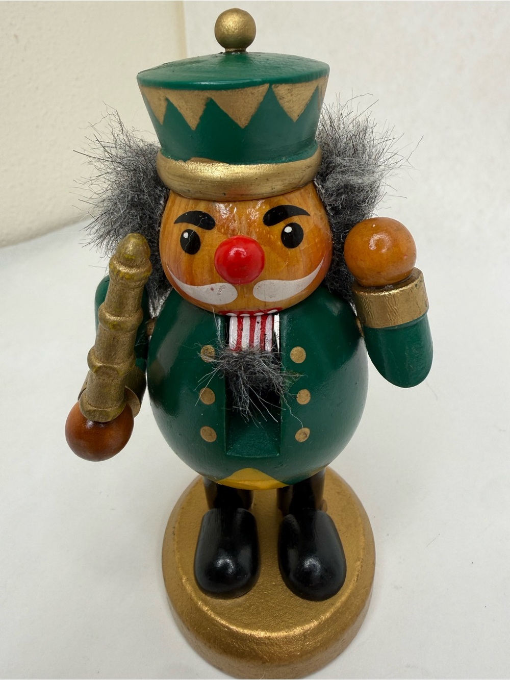 Christmas Nutcracker Wood Figurine 5" T , Soldier Green & Gold 2005 discontinued